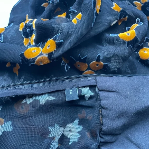 Rickie Freeman for Teri Jon Sheer Floral Burnout Velvet Midi Dress | Size 6 - Picture 8 of 11